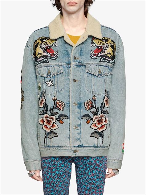 oversize denim jacket with patches gucci